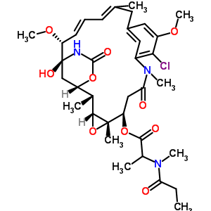 38997-09-0  (1S,2R,3R,5S,6S,20R,21S)-11-chloro-21-hydroxy-12,20-dimethoxy-2,5,9,16-tetramethyl-8,23-dioxo-4,24-dioxa-9,22-diazatetracyclo[19.3.1.1~10,14~.0~3,5~]hexacosa-10(26),11,13,16,18-pentaen-6-yl 2-[methyl(propanoyl)amino]propanoate (non-preferred name)