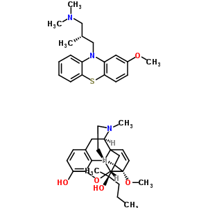 39456-60-5  (5alpha,18R)-18-[(1R)-1-hydroxy-1-methylbutyl]-6-methoxy-17-methyl-7,8-didehydro-18,19-dihydro-4,5-epoxy-6,14-ethenomorphinan-3-ol - (2R)-3-(2-methoxy-10H-phenothiazin-10-yl)-N,N,2-trimethylpropan-1-amine (1:1)