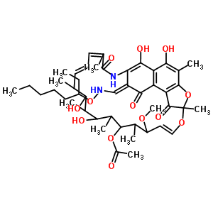 41776-71-0  (8E,24E)-8-({[(1-ethylhexyl)oxy]amino}methylidene)-5,6,17,19-tetrahydroxy-23-methoxy-2,4,12,16,18,20,22-heptamethyl-1,9,11-trioxo-1,2,8,9-tetrahydro-2,7-(epoxypentadeca[1,11,13]trienoimino)naphtho[2,1-b]furan-21-yl acetate