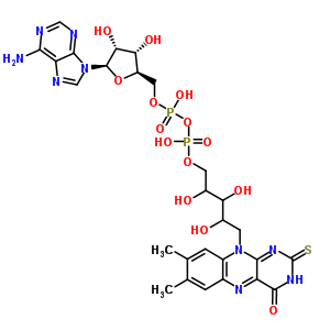 43203-75-4  [(2R,3S,4R,5R)-5-(6-amino-9H-purin-9-yl)-3,4-dihydroxytetrahydrofuran-2-yl]methyl 5-(7,8-dimethyl-4-oxo-2-thioxo-3,4-dihydrobenzo[g]pteridin-10(2H)-yl)-2,3,4-trihydroxypentyl dihydrogen diphosphate (non-preferred name)