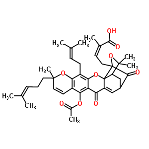 5064-89-1  (2Z)-4-[8-(acetyloxy)-3,3,11-trimethyl-13-(3-methylbut-2-en-1-yl)-11-(4-methylpent-3-en-1-yl)-7,15-dioxo-3a,4,5,7-tetrahydro-3H,11H-1,5-methanofuro[3,4-g]pyrano[3,2-b]xanthen-1-yl]-2-methylbut-2-enoic acid