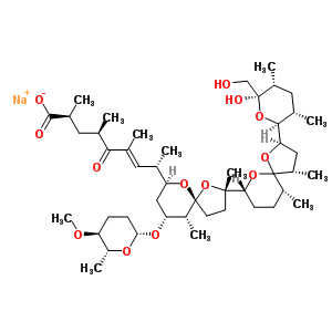 51257-84-2;58399-44-3  (2S,4R,6E,8S)-8-[(2S,2'R,4'S,5R,5'R,7S,7'R,9R,10R,10'R)-2'-[(2S,3S,5R,6R)-6-hydroxy-6-(hydroxymethyl)-3,5-dimethyltetrahydro-2H-pyran-2-yl]-9-{[(2R,5S,6R)-5-methoxy-6-methyltetrahydro-2H-pyran-2-yl]oxy}-2,4',10,10'-tetramethyl-2,7'-bi(1,6-dioxaspiro[4.5]d