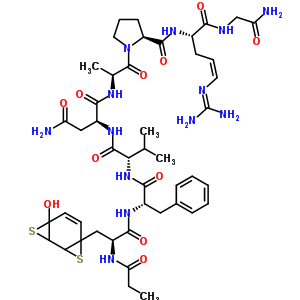 51980-16-6  3-(7-hydroxy-3,8-dithiatricyclo[5.1.0.0~2,4~]oct-5-en-4-yl)-N-propanoyl-L-alanyl-L-phenylalanyl-L-valyl-L-asparaginyl-L-alanyl-N-{(1S,3Z)-1-[(2-amino-2-oxoethyl)carbamoyl]-4-[(diaminomethylidene)amino]but-3-en-1-yl}-L-prolinamide