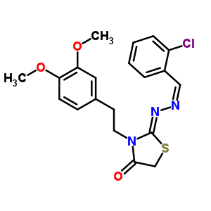 53068-36-3  (2Z)-2-[(2Z)-(2-chlorobenzylidene)hydrazinylidene]-3-[2-(3,4-dimethoxyphenyl)ethyl]-1,3-thiazolidin-4-one