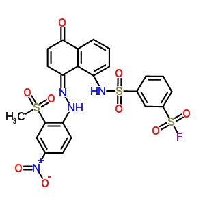 54180-05-1  3-{[(8Z)-8-{2-[2-(methylsulfonyl)-4-nitrophenyl]hydrazinylidene}-5-oxo-5,8-dihydronaphthalen-1-yl]sulfamoyl}benzenesulfonyl fluoride