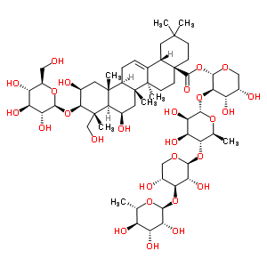54328-42-6  6-deoxy-alpha-L-mannopyranosyl-(1->3)-beta-D-xylopyranosyl-(1->4)-6-deoxy-alpha-L-mannopyranosyl-(1->2)-1-O-[(2beta,3beta,6beta)-3-(beta-D-glucopyranosyloxy)-2,6,23-trihydroxy-28-oxoolean-12-en-28-yl]-alpha-L-arabinopyranose