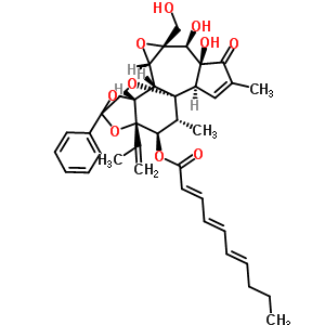 55306-10-0  (3aR,3bS,3cS,4aR,5S,5aS,8aR,8bR,9R,10R,10aS)-5,5a-dihydroxy-4a-(hydroxymethyl)-7,9-dimethyl-10a-(1-methylethenyl)-6-oxo-2-phenyl-3a,3c,4a,5,5a,6,8a,9,10,10a-decahydro-3bH-2,8b-epoxyoxireno[6,7]azuleno[5,4-e][1,3]benzodioxol-10-yl (2E,4E,6E)-deca-2,4,6-tri