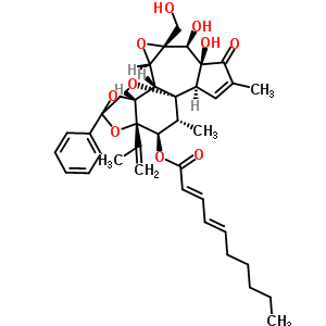 55306-11-1  (3aR,3bS,3cS,4aR,5S,5aS,8aR,8bR,9R,10R,10aS)-5,5a-dihydroxy-4a-(hydroxymethyl)-7,9-dimethyl-10a-(1-methylethenyl)-6-oxo-2-phenyl-3a,3c,4a,5,5a,6,8a,9,10,10a-decahydro-3bH-2,8b-epoxyoxireno[6,7]azuleno[5,4-e][1,3]benzodioxol-10-yl (2E,4E)-deca-2,4-dienoate