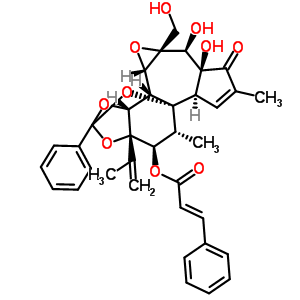 55319-39-6  (3aR,3bS,3cS,4aR,5S,5aS,8aR,8bR,9R,10R,10aS)-5,5a-dihydroxy-4a-(hydroxymethyl)-7,9-dimethyl-10a-(1-methylethenyl)-6-oxo-2-phenyl-3a,3c,4a,5,5a,6,8a,9,10,10a-decahydro-3bH-2,8b-epoxyoxireno[6,7]azuleno[5,4-e][1,3]benzodioxol-10-yl (2E)-3-phenylprop-2-enoat