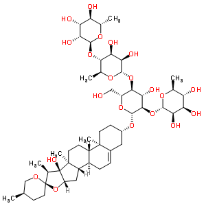 55916-45-5;68124-04-9  (3beta,25R)-17-hydroxyspirost-5-en-3-yl 6-deoxy-alpha-L-mannopyranosyl-(1->2)-[6-deoxy-alpha-L-mannopyranosyl-(1->4)-6-deoxy-alpha-L-mannopyranosyl-(1->4)]-beta-D-glucopyranoside