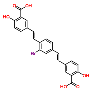 56776-28-4  3,3'-[(2-bromobenzene-1,4-diyl)di(E)ethene-2,1-diyl]bis(6-hydroxybenzoic acid)