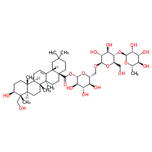 57539-70-5  6-deoxy-alpha-L-mannopyranosyl-(1->4)-beta-D-glucopyranosyl-(1->6)-1-O-[(3beta)-3,23-dihydroxy-28-oxoolean-12-en-28-yl]-beta-D-glucopyranose
