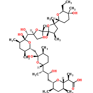 57760-36-8  (2R)-2-[(2S,3S,5R,6S)-6-{(2R,3S)-3-[(2R,5S,6R)-6-({(2R,3S,5R,6R)-6-[(R)-{(2S,2'R,3'R,5S,5'S)-5'-[(2R,5R,6S)-6-ethyl-5-hydroxy-5-methyltetrahydro-2H-pyran-2-yl]-2'-hydroxy-2,3',5'-trimethyloctahydro-2,2'-bifuran-5-yl}(hydroxy)methyl]-6-hydroxy-3,5-dimethyl