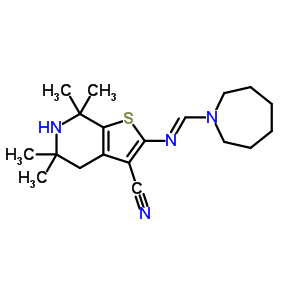5786-73-2  2-{[(E)-azepan-1-ylmethylidene]amino}-5,5,7,7-tetramethyl-4,5,6,7-tetrahydrothieno[2,3-c]pyridine-3-carbonitrile