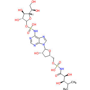 59111-78-3  (3R,4R,5S)-5-[(1R)-1,2-dihydroxyethyl]-3,4-dihydroxytetrahydrofuran-2-yl hydrogen {9-[(3S,5S)-5-({[{[(2S,3R)-2,3-dihydroxy-4-methylpentanoyl]amino}(hydroxy)phosphoryl]oxy}methyl)-3-hydroxytetrahydrofuran-2-yl]-9H-purin-6-yl}amidophosphate (non-preferred n