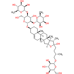 60478-69-5  (3beta,22R,25S)-26-(beta-D-glucopyranosyloxy)-22-hydroxyfurost-5-en-3-yl 6-deoxy-alpha-L-mannopyranosyl-(1->2)-[6-deoxy-alpha-L-mannopyranosyl-(1->4)]-beta-D-glucopyranoside