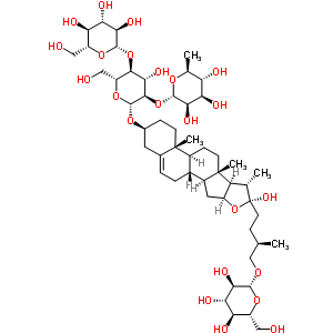 62751-68-2  (3beta,22R,25R)-26-(beta-D-glucopyranosyloxy)-22-hydroxyfurost-5-en-3-yl 6-deoxy-alpha-L-mannopyranosyl-(1->2)-[beta-D-glucopyranosyl-(1->4)]-beta-D-glucopyranoside