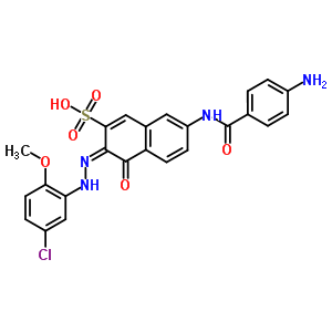 65000-29-5  (3E)-7-[(4-aminobenzoyl)amino]-3-[2-(5-chloro-2-methoxyphenyl)hydrazinylidene]-4-oxo-3,4-dihydronaphthalene-2-sulfonic acid