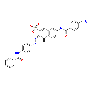 65036-45-5  (3E)-7-[(4-aminobenzoyl)amino]-3-{2-[4-(benzoylamino)phenyl]hydrazinylidene}-4-oxo-3,4-dihydronaphthalene-2-sulfonic acid