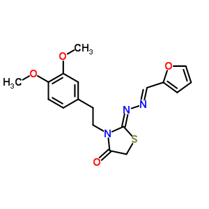 65987-49-7  (2Z)-3-[2-(3,4-dimethoxyphenyl)ethyl]-2-[(2E)-(furan-2-ylmethylidene)hydrazinylidene]-1,3-thiazolidin-4-one