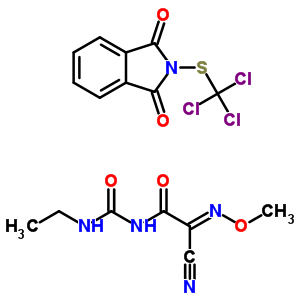 68327-17-3  (2E)-2-cyano-N-(ethylcarbamoyl)-2-(methoxyimino)ethanamide - 2-[(trichloromethyl)sulfanyl]-1H-isoindole-1,3(2H)-dione (1:1)