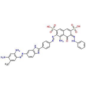 68957-65-3  (3E)-5-amino-6-[(E)-(4-{6-[(E)-(2,4-diamino-5-methylphenyl)diazenyl]-1H-benzimidazol-2-yl}phenyl)diazenyl]-4-oxo-3-(2-phenylhydrazinylidene)-3,4-dihydronaphthalene-2,7-disulfonic acid