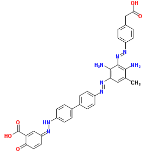 6950-39-6  (3Z)-3-(2-{4'-[(E)-(2,4-diamino-3-{(E)-[4-(carboxymethyl)phenyl]diazenyl}-5-methylphenyl)diazenyl]biphenyl-4-yl}hydrazinylidene)-6-oxocyclohexa-1,4-diene-1-carboxylic acid