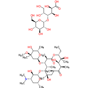 69779-46-0  (2R,3R,4R,5R)-2,3,5,6-tetrahydroxy-4-{[(2R,3R,4S,5S,6R)-3,4,5-trihydroxy-6-(hydroxymethyl)tetrahydro-2H-pyran-2-yl]oxy}hexanoic acid - (3R,4S,5S,6R,7R,9R,11R,12R,13S,14R)-6-{[(2S,3R,4S,6R)-4-(dimethylamino)-3-hydroxy-6-methyltetrahydro-2H-pyran-2-yl]oxy}-