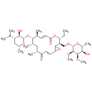 73665-15-3  [(2R,3R,6E,8S,9S,10S,12R,14E)-3-ethyl-8,10,12-trimethyl-5,13-dioxo-9-{[3,4,6-trideoxy-3-(dimethylamino)-beta-D-xylo-hexopyranosyl]oxy}-4,17-dioxabicyclo[14.1.0]heptadeca-6,14-dien-2-yl]methyl 6-deoxy-2,3-di-O-methyl-beta-D-allopyranoside