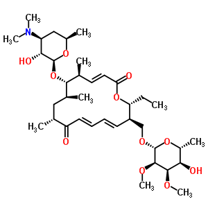 73684-71-6  [(2R,3R,4E,6E,9R,11S,12S,13S,14E)-2-ethyl-9,11,13-trimethyl-8,16-dioxo-12-{[3,4,6-trideoxy-3-(dimethylamino)-beta-D-xylo-hexopyranosyl]oxy}oxacyclohexadeca-4,6,14-trien-3-yl]methyl 6-deoxy-2,3-di-O-methyl-beta-D-allopyranoside