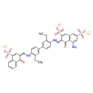 75673-20-0  trisodium (3Z)-5-amino-3-(2-{3,3'-dimethoxy-4'-[(2Z)-2-(1-oxo-4-sulfonatonaphthalen-2(1H)-ylidene)hydrazinyl]biphenyl-4-yl}hydrazinylidene)-4-oxo-3,4-dihydronaphthalene-2,7-disulfonate