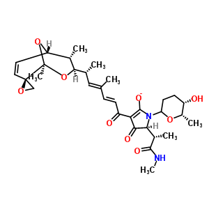 76559-69-8  (5S)-3-{(2E,4E,6R)-6-[(1S,2R,5S,6S,7R)-1,6-dimethylspiro[8,9-dioxabicyclo[3.3.1]non-3-ene-2,2'-oxiran]-7-yl]-4-methylhepta-2,4-dienoyl}-1-[(5S,6S)-5-hydroxy-6-methyltetrahydro-2H-pyran-2-yl]-5-[(1S)-1-methyl-2-(methylamino)-2-oxoethyl]-4-oxo-4,5-dihydro-1
