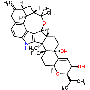 78213-64-6  (2R,3R,4bS,6aR,7S,7dS,8S,9aS,14bS,14cR,16aS)-14b,14c,17,17-tetramethyl-2-(1-methylethenyl)-10-methylidene-2,3,5,6,6a,7,7d,8,9,9a,10,11,14,14b,14c,15,16,16a-octadecahydro-4bH-7,8-(epoxymethano)chromeno[5',6':6,7]indeno[1,2-b]cyclobuta[5,6]benzo[1,2-e]indol
