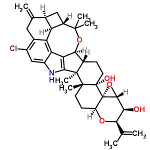 78213-65-7  (2R,3S,3aR,4aS,4bS,6aR,7S,7dS,8S,9aS,14bS,14cR,16aS)-12-chloro-14b,14c,17,17-tetramethyl-2-(1-methylethenyl)-10-methylidene-3,3a,5,6,6a,7,7d,8,9,9a,10,11,14,14b,14c,15,16,16a-octadecahydro-2H,4bH-7,8-(epoxymethano)cyclobuta[5,6]benzo[1,2-e]oxireno[4',4a']