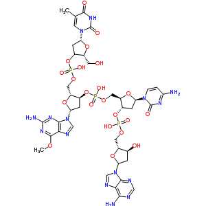 80228-05-3  [(2R,3S,5R)-5-(2-amino-6-methoxy-purin-9-yl)-2-[[hydroxy-[(2R,5R)-2-(hydroxymethyl)-5-(5-methyl-2,4-dioxo-pyrimidin-1-yl)tetrahydrofuran-3-yl]oxy-phosphoryl]oxymethyl]tetrahydrofuran-3-yl] [(2R,3S,5R)-5-(4-amino-2-oxo-pyrimidin-1-yl)-3-[[(2R,3S)-5-(6-amin