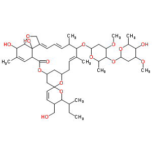 82573-42-0  (2aE,4E,8E)-20,20b-dihydroxy-5'-(hydroxymethyl)-6,8,19-trimethyl-6'-(1-methylpropyl)-17-oxo-5',6,6',10,11,14,15,17,17a,20,20a,20b-dodecahydro-2H,7H-spiro[11,15-methanofuro[4,3,2-pq][2,6]benzodioxacyclooctadecine-13,2'-pyran]-7-yl 2,6-dideoxy-4-O-(2,6-dide