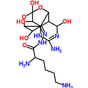 84062-33-9  2,6-diamino-N'-[(14Z)-3-amino-5,9,12,13-tetrahydroxy-8,10-dioxa-2,4-diazatetracyclo[7.3.1.1~7,11~.0~1,6~]tetradec-3-en-14-ylidene]hexanehydrazide (non-preferred name)