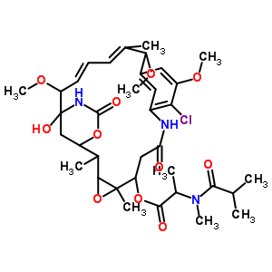 88147-94-8  11-chloro-21-hydroxy-12,15,20-trimethoxy-2,5,16-trimethyl-8,23-dioxo-4,24-dioxa-9,22-diazatetracyclo[19.3.1.1~10,14~.0~3,5~]hexacosa-10(26),11,13,16,18-pentaen-6-yl N-methyl-N-(2-methylpropanoyl)alaninate