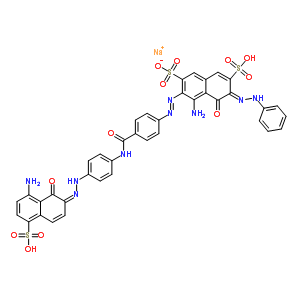 91978-58-4  sodium (6Z)-4-amino-3-{(E)-[4-({4-[(2Z)-2-(8-amino-1-oxo-5-sulfonaphthalen-2(1H)-ylidene)hydrazinyl]phenyl}carbamoyl)phenyl]diazenyl}-5-oxo-6-(2-phenylhydrazinylidene)-7-sulfo-5,6-dihydronaphthalene-2-sulfonate