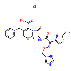 96902-44-2  1-{[(6R,7R)-7-({(2Z)-2-(2-amino-1,3-thiazol-4-yl)-2-[(1H-imidazol-5-ylmethoxy)imino]acetyl}amino)-2-carboxy-8-oxo-5-thia-1-azabicyclo[4.2.0]oct-2-en-3-yl]methyl}pyridinium chloride