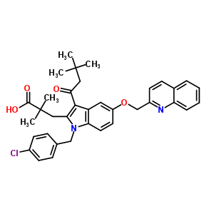136668-50-3  3-[1-(4-chlorobenzyl)-3-(3,3-dimethylbutanoyl)-5-(quinolin-2-ylmethoxy)-1H-indol-2-yl]-2,2-dimethylpropanoic acid