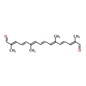 502-70-5  (2E,4E,6E,8E,10E,12E,14E)-2,6,11,15-tetramethylhexadeca-2,4,6,8,10,12,14-heptaenedial