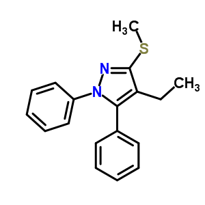 871110-28-0  4-ethyl-3-(methylsulfanyl)-1,5-diphenyl-1H-pyrazole 871110-28-0  4-ethyl-3-(methylsulfanyl)-1,5-diphenyl-1H-pyrazole