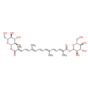 57710-64-2  (2S,3R,4S,5S,6R)-3,4,5-trihydroxy-6-(hydroxymethyl)tetrahydro-2H-pyran-2-yl (3R,4S,5S,6R)-3,4,5-trihydroxy-6-(hydroxymethyl)tetrahydro-2H-pyran-2-yl (2E,4E,6E,8E,10E,12E,14E)-2,6,11,15-tetramethylhexadeca-2,4,6,8,10,12,14-heptaenedioate (non-preferred nam