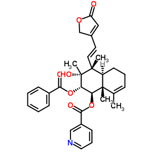 905929-95-5  (1R,2S,3R,4R,4aS,8aR)-3-hydroxy-3,4,8,8a-tetramethyl-4-[(E)-2-(5-oxo-2,5-dihydrofuran-3-yl)ethenyl]-2-[(phenylcarbonyl)oxy]-1,2,3,4,4a,5,6,8a-octahydronaphthalen-1-yl pyridine-3-carboxylate