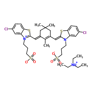 202135-09-9  3-[5-chloro-2-[(E)-[3-[(Z)-[5-chloro-3-(3-sulfonatopropyl)-1,3-benzothiazol-2-ylidene]methyl]-2,5,5-trimethyl-cyclohex-2-en-1-ylidene]methyl]-1,3-benzothiazol-3-ium-3-yl]propane-1-sulfonate; triethylammonium