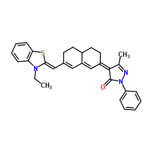 20749-78-4  (4Z)-4-[7-[(Z)-(3-ethyl-1,3-benzothiazol-2-ylidene)methyl]-4,4a,5,6-tetrahydro-3H-naphthalen-2-ylidene]-5-methyl-2-phenyl-pyrazol-3-one