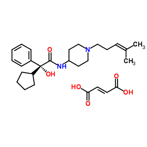 244277-89-2  (2R)-2-cyclopentyl-2-hydroxy-N-[1-(4-methylpent-3-enyl)-4-piperidyl]-2-phenyl-acetamide; fumaric acid