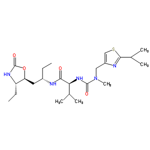 256328-82-2  (2S)-N-[(1S)-1-benzyl-2-[(4S,5S)-4-benzyl-2-oxo-oxazolidin-5-yl]ethyl]-2-[[(2-isopropylthiazol-4-yl)methyl-methyl-carbamoyl]amino]-3-methyl-butanamide