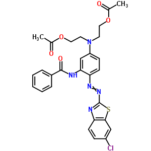26630-87-5  2-[N-(2-acetoxyethyl)-3-benzamido-4-[(6-chloro-1,3-benzothiazol-2-yl)azo]anilino]ethyl acetate